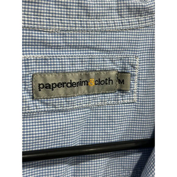 Paperdenim & Cloth Blue Gingham Short Sleeve Western Button Down Shirt Medium - Picture 5 of 9